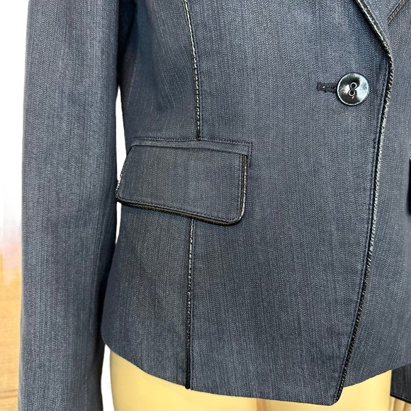 Nine West Women Blazer Size 6 Spark Black Lined Collared A Buttons Slit Cotton - Picture 10 of 16